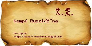 Kempf Ruszlána névjegykártya